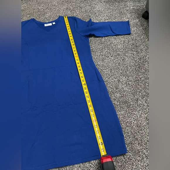 New Denim & Co Active Blue Sweatshirt Coverup 3/4 sleeve Dress with pockets M - Picture 7 of 13